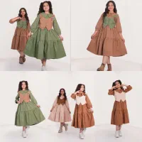 سارافون پیراهن بلند جلیقه کتان کتون شیک مجلسی