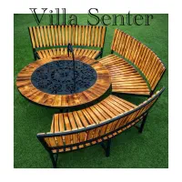 میز و صندلی باغی/حیاطی/نیمکت۳نفره هلال چوب و فلز