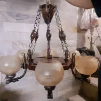 یک جفت لوستر چوبی ۶ شاخه