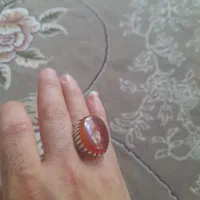 انگشتر نقره سنگ عقیق خراسانی سنگ در شکوفه