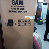 یخچال ساید با ساید سفید رنگ و لباسشوییQw9