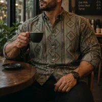 پیراهن لوزی گلیمی آستین بلند سایز بزرگ