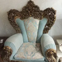 مبل سلطنتی فیروزه ای چوب نه نفره|مبلمان خانگی و میز عسلی|بندر انزلی, پرستار|دیوار