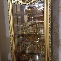 ویترین شیک با چوب راش رنگ ورق طلا با کیفیت