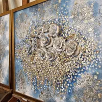 تابلو نقاشی پتینه و رزهای برجسته، ورق طلا|تابلو، نقاشی، عکس|تهران, عباسآباد|دیوار