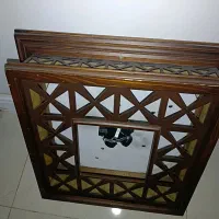 لوستر چوبی سقفی و آویز شیشه ای