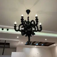 ۲ عدد لوستر مویی ۶ شعله مشکی|لوستر و چراغ آویز|تهران, مرزداران|دیوار