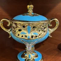 ست دکوری ۴ پارچه شیک آبی فیروزه ای طلایی نگین دار|صنایع دستی و سایر لوازم تزئینی|قدس, شهر‌قدس|دیوار