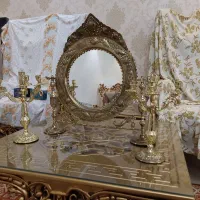 آیینه و شمعدان برنجی قدیمی