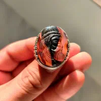 انگشتر نقره عقیق کبود دو رنگ یمنی رخ درویش دستساز