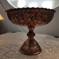 میوه خوری مس سیاه قلم،ظرف مسی قطر ۳۰ ارتفاع ۲۴سانت|ظروف سرو و پذیرایی|تهران, مرزداران|دیوار