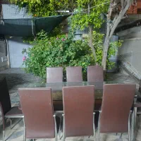 میز ناهارخوری ۸نفره پایه استیل