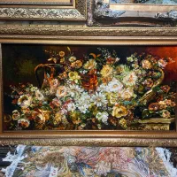 تابلو فرش گلدان ریخته چله ابریشم ۹۰*۱۵۰ golha