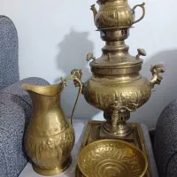 سماور برنجی قدیمی  ست کامل