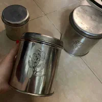بانکه سه تایی استیل قدیمی|ظروف نگهدارنده، پلاستیکی، یک‌بارمصرف|رشت, لاکانی|دیوار
