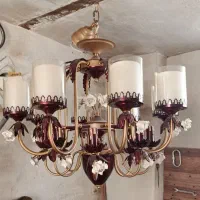 لوستر فلزی زرشکی طلایی باگل چینی لب طلا