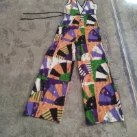 تاپ و شلوار بغل زیپ دار رنگی رنگی بند دار