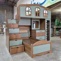 تخت دو طبقه سایز نوجوان مدل حصیر دار|تخت و سرویس خواب|مشهد, خواجه ربیع|دیوار