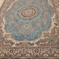 فرش ۹متری آبی فیروزه ای جفت در حد نو