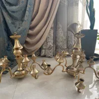 لوستر برنجی و دیوار کوب ۳ عدد