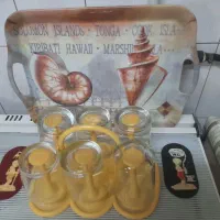 سری ۶ تایی لیوان و جالیوانی، با سینی طرح صدف.|ظروف سرو و پذیرایی|تهران, جیحون|دیوار