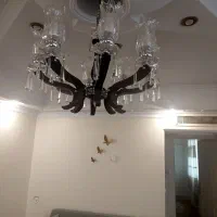 لوستر پذیرایی ۸ شاخه بسیار شیک چوب و کریستال|لوستر و چراغ آویز|تهران, آهنگ|دیوار