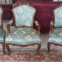 مبل استیل آنتیک چوب گردو و مبل راحتی با ناهارخوری
