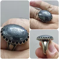 انگشتر خطی سنگ اصل ( نقره روس)