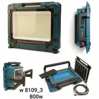 پرژکتور شارژی حرفه ای ۸۰۰ وات ۱۰ باطری پنل خورشیدی