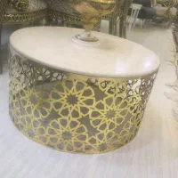 جلومبلی ،میز و عسلی،فلزی ،طلائی با رویه سنگ