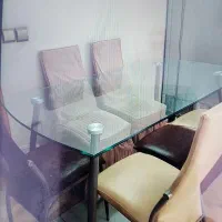 میز وصندلی ناهار خوری 6 نفره شیشه وجلو مبلی
