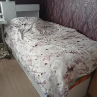 تخت خواب یک نفره ام دی اف تاج دار  و جای لباس