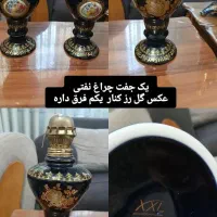 ظروف دنسی آبی سورمه ای قدیمی آبکاری طلا ۲۴ عیار|ظروف سرو و پذیرایی|اردبیل, |دیوار