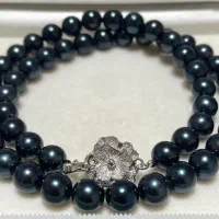 گردنبندمروارید آبی تیره اصل