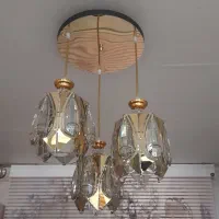 لوستر استیل طلایی رنگ ثابت .۳ شعله کاملا سالم