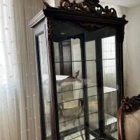 ویترین چوب راش درجه یک با آینه و چراغ|بوفه، ویترین، کنسول|اصفهان, سعادت‌آباد|دیوار