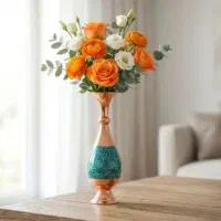 گلدان مسی فیروزه کوب ارتفاع20