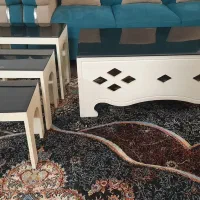 میز عسلی بزرگ به همراه سه عدد جلو مبلی