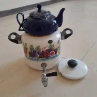 کتری لعابی قدیمی با قوری