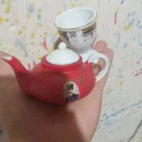 ست شش پارچه قوری وپیاله کوچک تزئینی وسیم‌شارژ