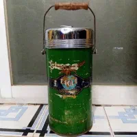 کلمن یخدان فلزی ژاپنی قدیمی عتیقه سالم شیشه دار