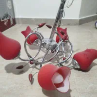 لوستر پنج شعله قرمز|لوستر و چراغ آویز|تهران, سردارجنگل|دیوار