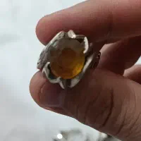 انگشتر نقره یاقوت  گل توپاز سوییس یاقوت زرد افریقا