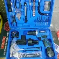 جعبه ابزار و دریل شارژی 2باطری هدیه روز مرد