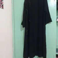 مانتو عبایی کرپ گل مخمل کاردست