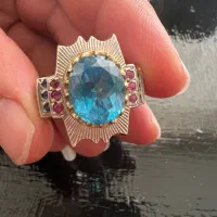 انگشتر توپاز دست ساز مخراج کاری وقلم