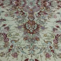 قالی جفت ۹ متری خطیب گل ابریشم تبریز بافت بناب