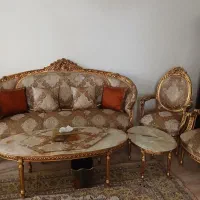 مبل  استیل  با میز جلو و عسلی رویه سنگ مرمر|مبلمان خانگی و میز عسلی|تهران, سید خندان (جلفا)|دیوار