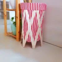 لاندری باکس با اسکلت چوبی و پارچه کتان نخ