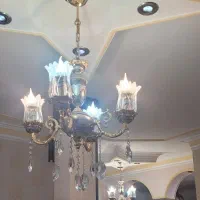 لوستر برنز چهار شعله با لاله بلند|لوستر و چراغ آویز|ری, دیلمان|دیوار